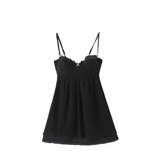 black babydoll bow dress